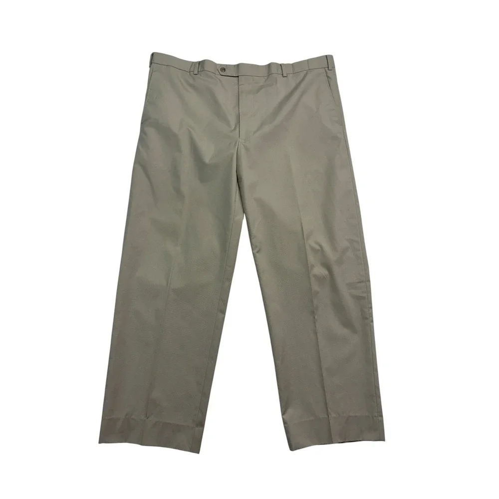 Brooks Brothers Brookspoplin 48R 43x39 Tan Cotton 2pc Pant Suit Flat Front Mens